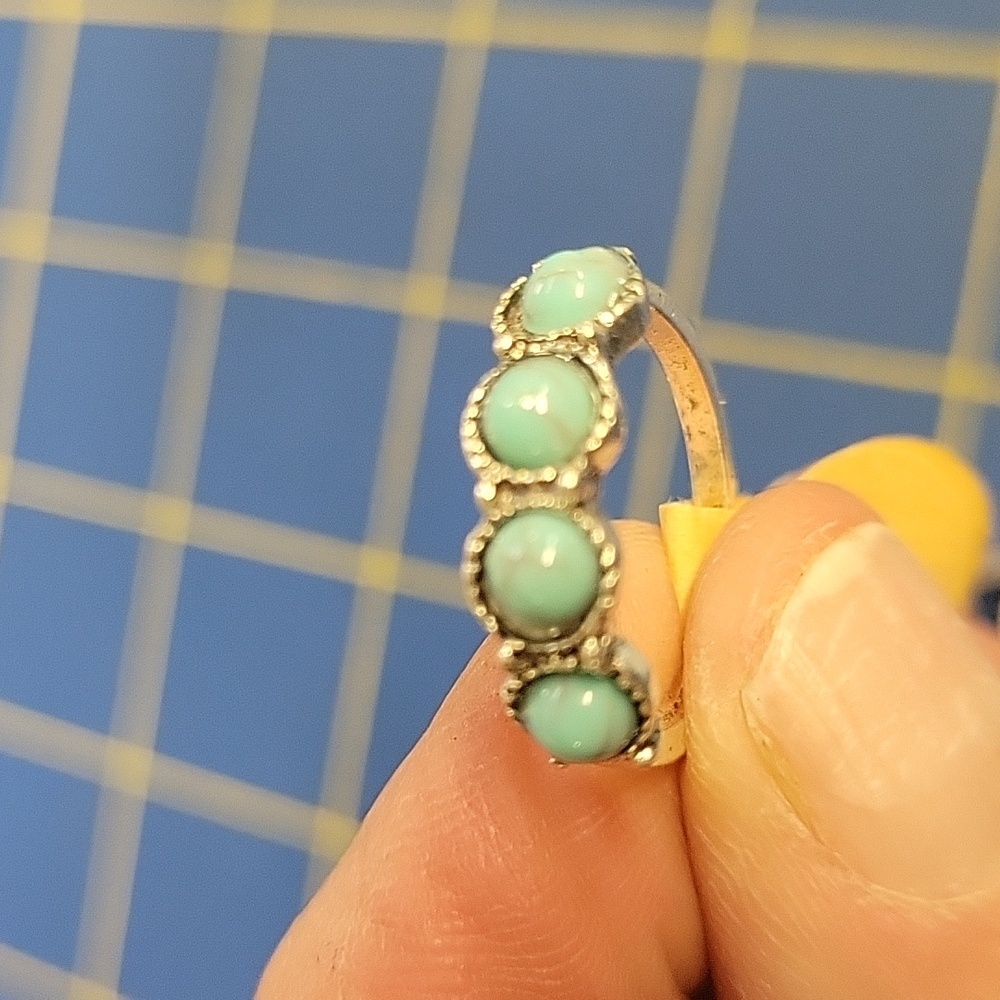 Turquoise Stone Silver Tone Ring 12$
